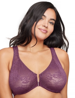 Glamorise Plus Size Lacey T-Back WonderWire Front-Fastening Bra 9246