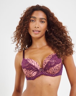Ann Summers Infatuation DD+ Plunge Wired Bra Purple Brown