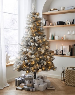 Pre-Lit Grey Glitter Christmas Tree - Image