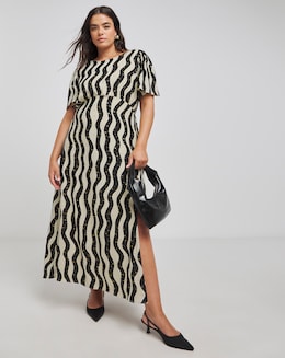 Lovedrobe Gold Foil Smock Maxi Dress - Image