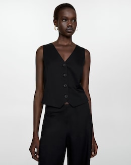 Mango Peach button Waistcoat- Black - Image