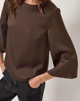 Monsoon Ingrid Bell Sleeve Satin Blouse