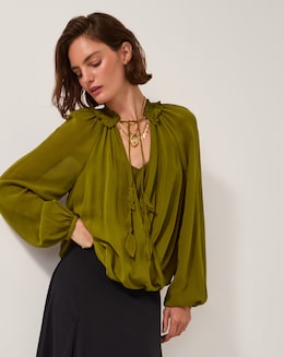 Monsoon Ellie Frill Neck Wrap Blouse