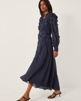 Monsoon Gwen Long Sleeve Midi Dress