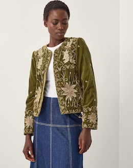 Monsoon Magda Floral Velvet Jacket - Image