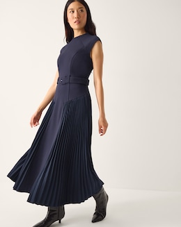 Monsoon Pleat Sleeveless Midi Dress - Image