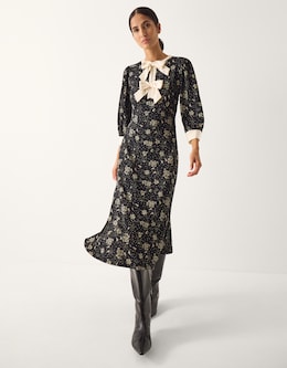 Monsoon Dotty Floral Jersey Midi Dress - Image
