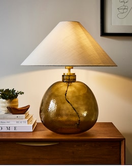 Large Green Glass Table Lamp - Image