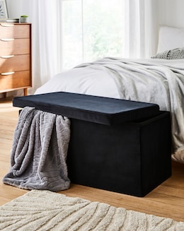 Velvet Foldable Storage Ottoman - Image