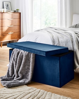 Velvet Foldable Storage Ottoman - Image