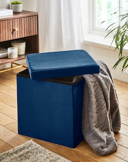 Velvet Foldable Storage Ottoman Cube - Image