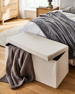 Teddy Boucle Foldable Storage Ottoman - Image