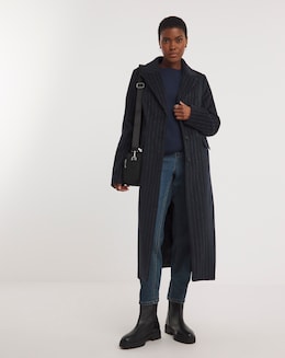 Navy Pin Stripe Coat - Image
