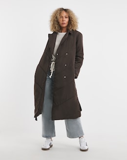 Chocolate Padded Robe Coat - Image