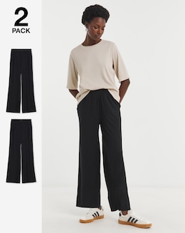 2 Pack Jersey Wide Leg Trousers - Image