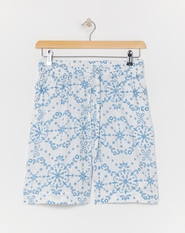 Printed Linen Mix Knee Length Shorts - Image