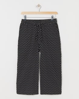 Black Print Cheesecloth Culottes - Image