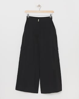 Black Cargo Palazzo Trousers - Image