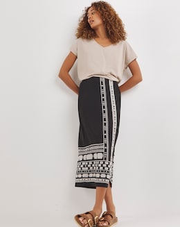 Border Print Midi Column Skirt - Image