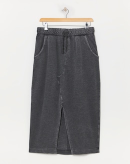 Washed Cotton Mix Jersey Maxi Skirt - Image