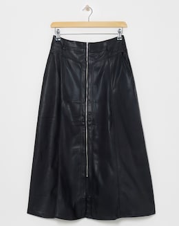 A-Line Zip PU Leather Look Skirt - Image