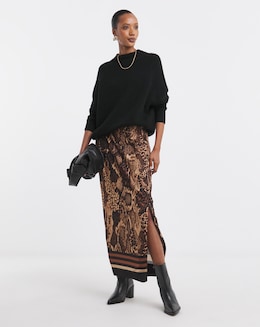 Animal Pull On Column Midi Skirt - Image