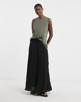 Crinkle Tiered Maxi Skirt - Image