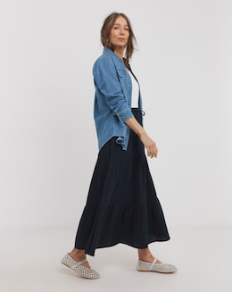 Pure Cotton Tiered Midi Skirt - Image