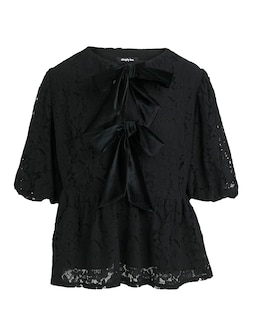 Lace Velour Bow Blouse - Image