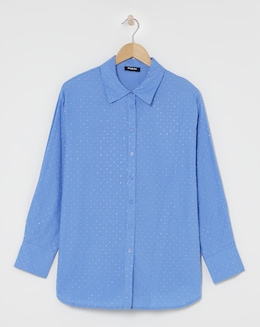 Embellished Oversized Striped Shirt - Image