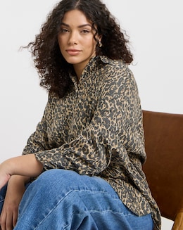 Leopard Linen Mix Shirt - Image