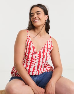 Simply Be Pink Print V Neck Cami - Image