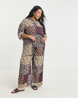 Simply Be Patchwork Crinkle Shirt - Image