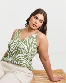 Simply Be Khaki V Neck Cami - Image