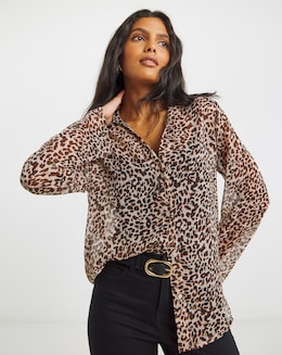 Simply Be Animal Crinkle Georgette Blouse