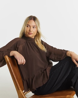 Chocolate Crinkle Georgette Blouse - Image