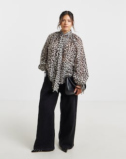 Leopard Blouse With Pussybow Neck - Image