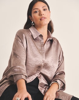 Simply Be Liquid Satin Oversized Shirt