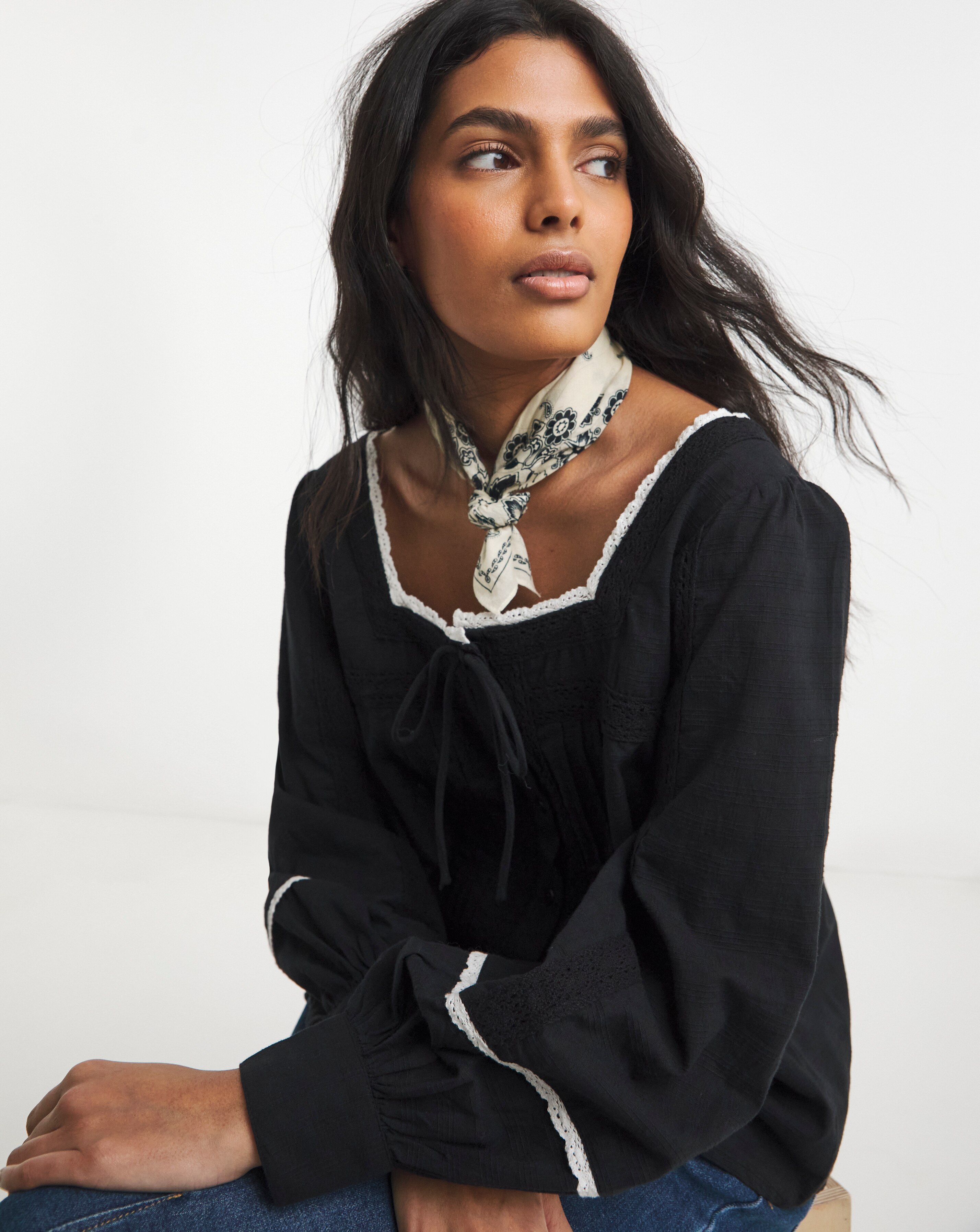 Square Neck Three Quarter Sleeve Top | JD Williams