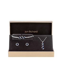 Jon Richard Sapphire And Crystal Twist Drop Set - Gift Boxed