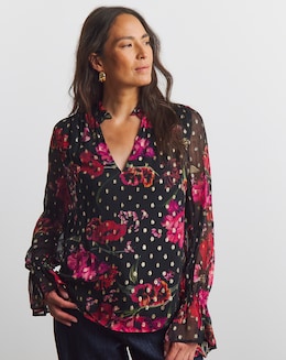 Joanna Hope Lurex Floral Printed Blouse