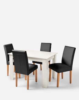 Dakota Table with 4 Ava Leather Chairs - Image