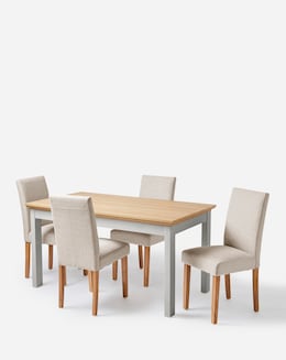 Julipa Ashford Dining Table with 4 Ava Fabric Chairs