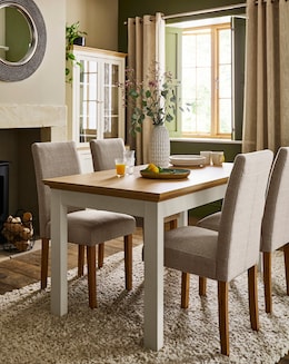 Julipa Ashford Dining Table with 4 Ava Fabric Chairs