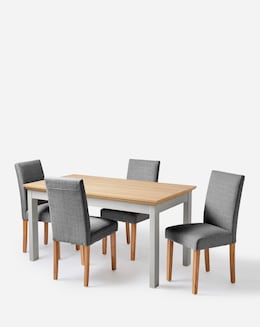 Julipa Ashford Dining Table with 4 Ava Fabric Chairs
