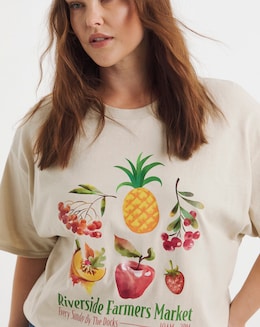 Simply Be Sand Farmers Market Fruit Slogan T-Shirt