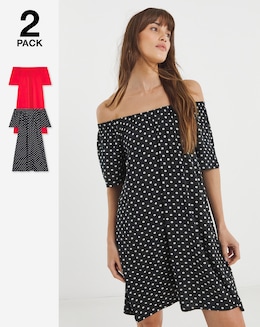 2 Pack Bardot Swing Dresses - Image