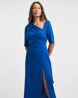 Asymmetric Neck Bodycon Shift Dress - Image