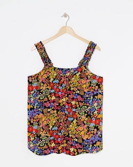 Floral Print Button Frill Strap Cami - Image