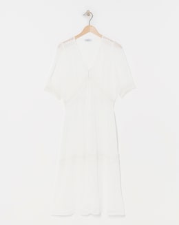 Ivory Lace Detail Longline Kimono - Image